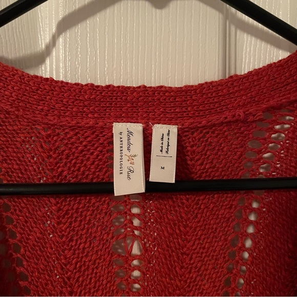 Anthropologie Meadow Rue Priscilla Pointelle Cardigan in Rust Red size M - Picture 10 of 10